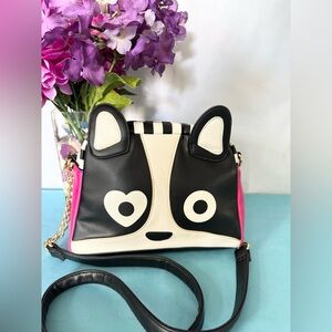 Betsey Johnson Black and White Dog Crossbody Bag